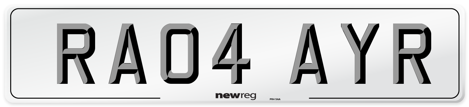 RA04 AYR Number Plate from New Reg